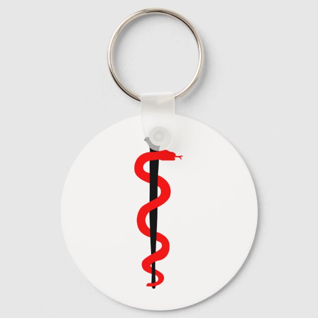 Rod of Asclepius Keychain (Front)