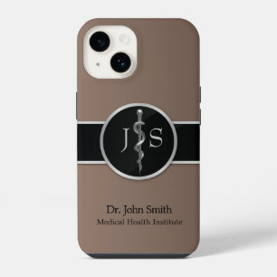 Rod of Asclepius Medical Classy Noble Silver iPhone 14 Case
