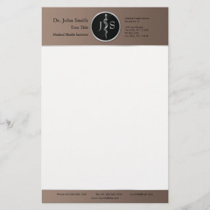 Rod of Asclepius Medical Classy Noble Silver Stationery