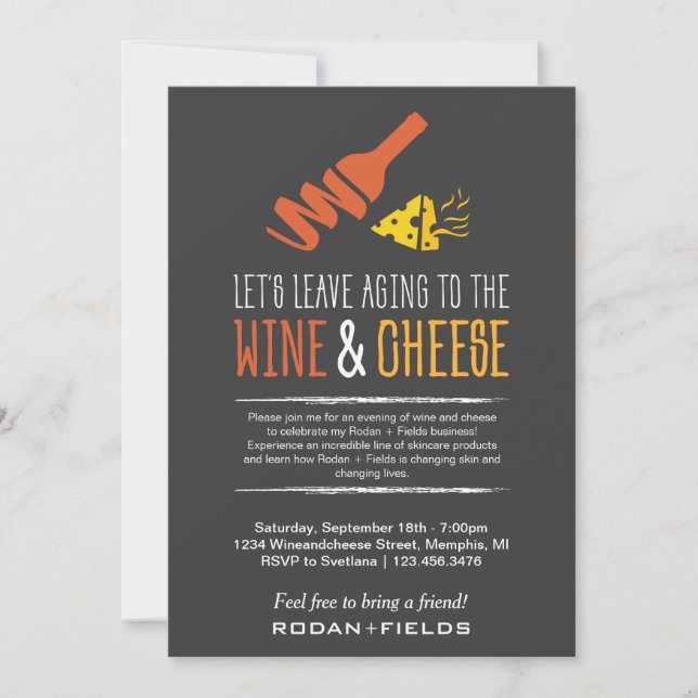 Rodan and Fields Invitation Wine & Cheese (Front)