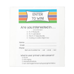 Rodan + Fields Inspired Enter to Win Notepad