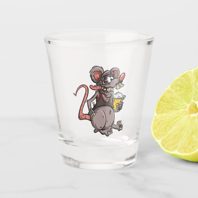 Roddy Rat Fink Style Beer Lover Brew Shot Glass (Front)