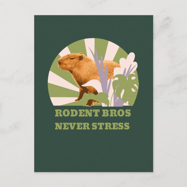 Rodent Bros Never Stress Capybara Holiday Postcard (Front)
