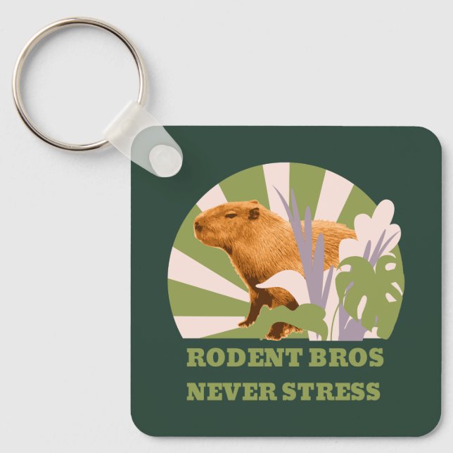 Rodent Bros Never Stress Capybara Keychain (Front)