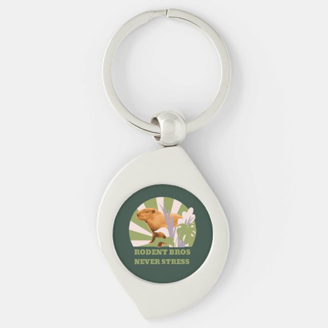 Rodent Bros Never Stress Capybara Keychain (Front)