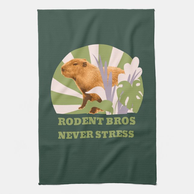 Rodent Bros Never Stress Capybara Kitchen Towel (Vertical)