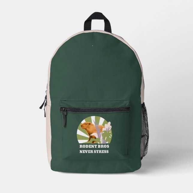 Rodent Bros Never Stress Capybara Printed Backpack (Front)