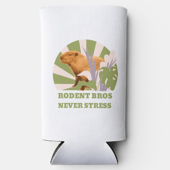 Rodent Bros Never Stress Capybara Seltzer Can Cooler (Front)