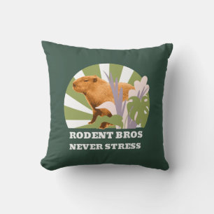 Rodent Bros Never Stress Capybara Throw Pillow