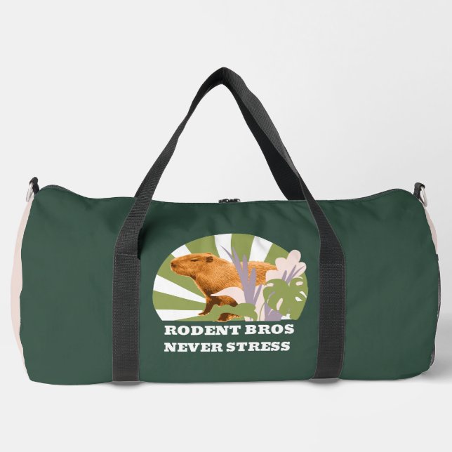 Rodent Bros Never Stress Funny Capybara Duffle Bag (Front)