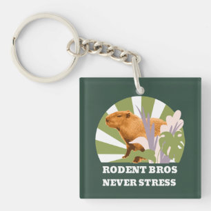 Rodent Bros Never Stress Funny Capybara Keychain