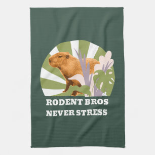 Rodent Bros Never Stress Funny Capybara Kitchen Towel