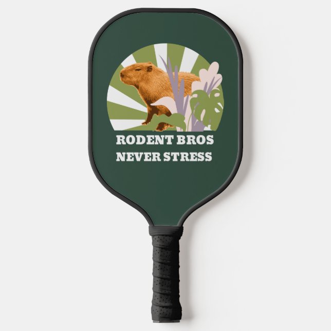 Rodent Bros Never Stress Funny Capybara Pickleball Paddle (Front)