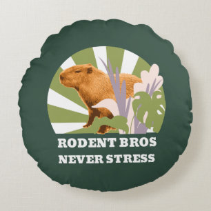 Rodent Bros Never Stress Funny Capybara Round Pillow