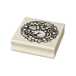 Rodent Fruit Cherry Rat Art Rats Cherries Rubber Stamp