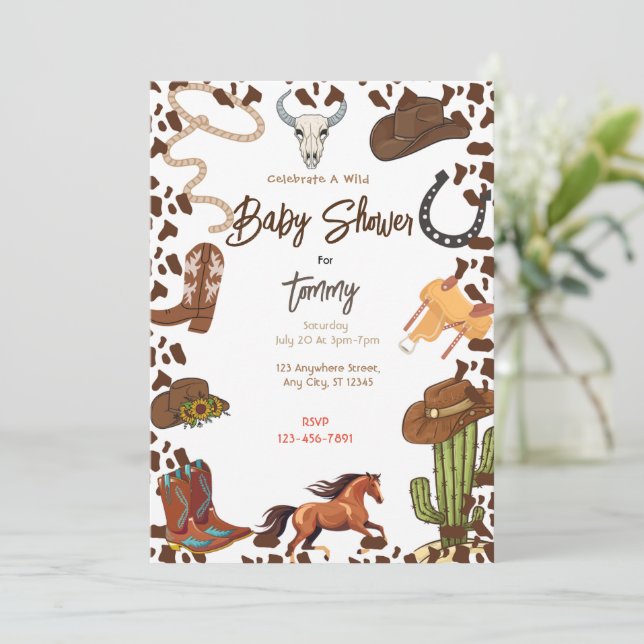 Rodeo Baby Shower Invitation (Standing Front)