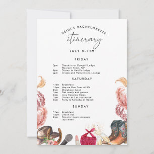 Rodeo Bachelorette Invitation Itinerary in Pink
