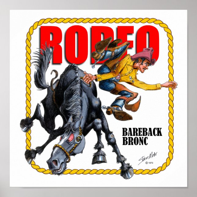 Rodeo Bareback Bronc Rider Poster (Front)