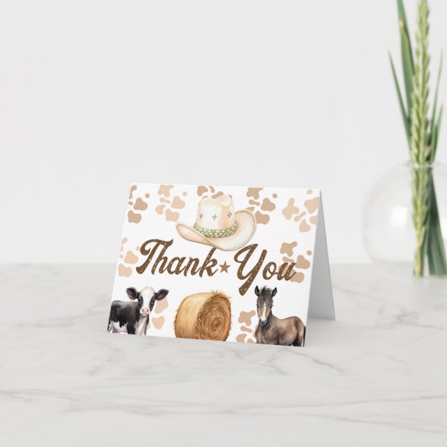Rodeo Birthday Boy Western Thank You Card (Front)