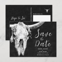 Rodeo Black And White Bull Skull Save The Date