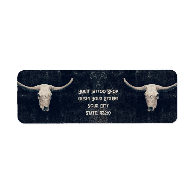 Rodeo Black Rustic Western Tattoo Shop Bull Skull (Front)