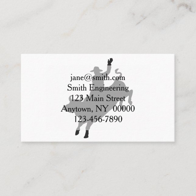 Rodeo Bull Ride silhouette Business Card (Front)