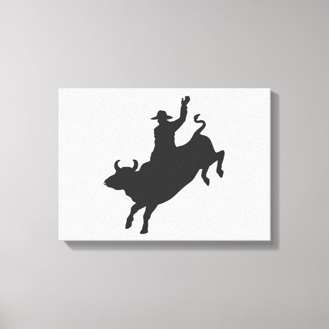 Rodeo Bull Ride silhouette Canvas Print (Front)