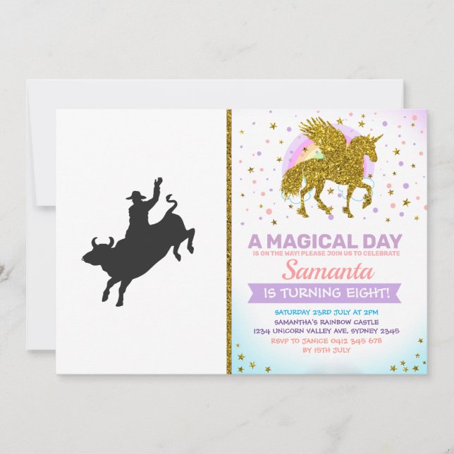 Rodeo Bull Ride silhouette Invitation (Front)