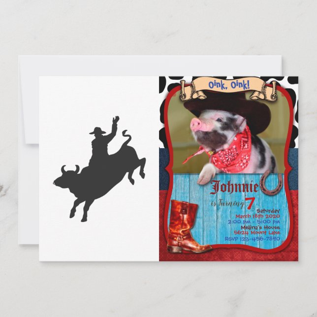 Rodeo Bull Ride silhouette Invitation (Front)