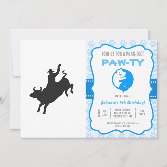 Rodeo Bull Ride silhouette Invitation (Front)