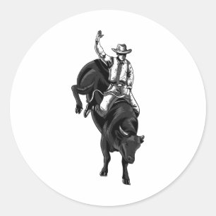 Rodeo Bull Rider For Cowboys Horseback Riding Hors Classic Round Sticker