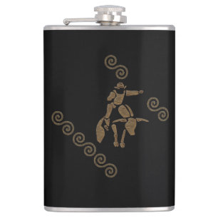 Rodeo Bull Rider on a Longhorn Hip Flask