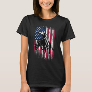Rodeo Bull Rider Patriotic American Flag Cowboys T-Shirt