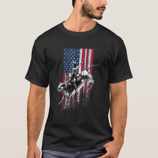 Rodeo Bull Rider Patriotic American Flag For Cowb T-Shirt