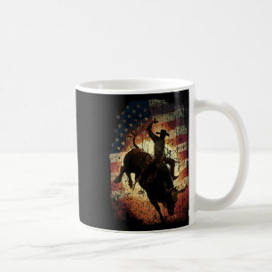 Rodeo Bull Rider Patriotic Cowboy Usa Flag  Coffee Mug