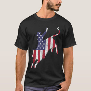 Rodeo Bull Riding American Flag Patriotic Bull Rid T-Shirt