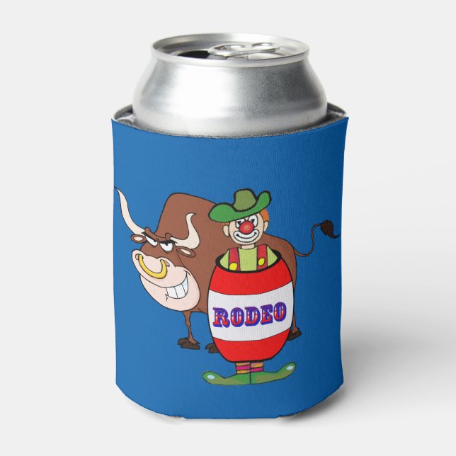 Rodeo Clown and Bull Can Cooler (Can Front)