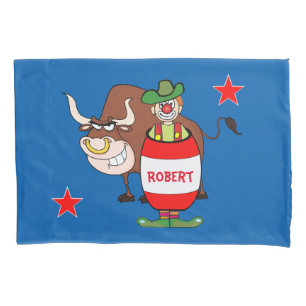 Rodeo Clown And Bull Personalize Pillow Case