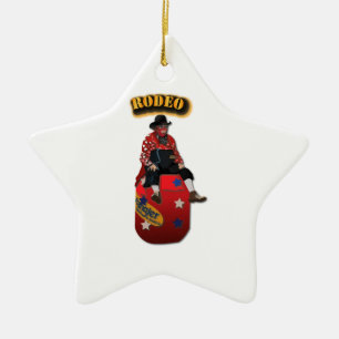 Rodeo Clowns with Text Ceramic Ornament