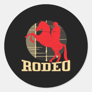 Rodeo Country Cowboys Horse Horseback Riding Vinta Classic Round Sticker
