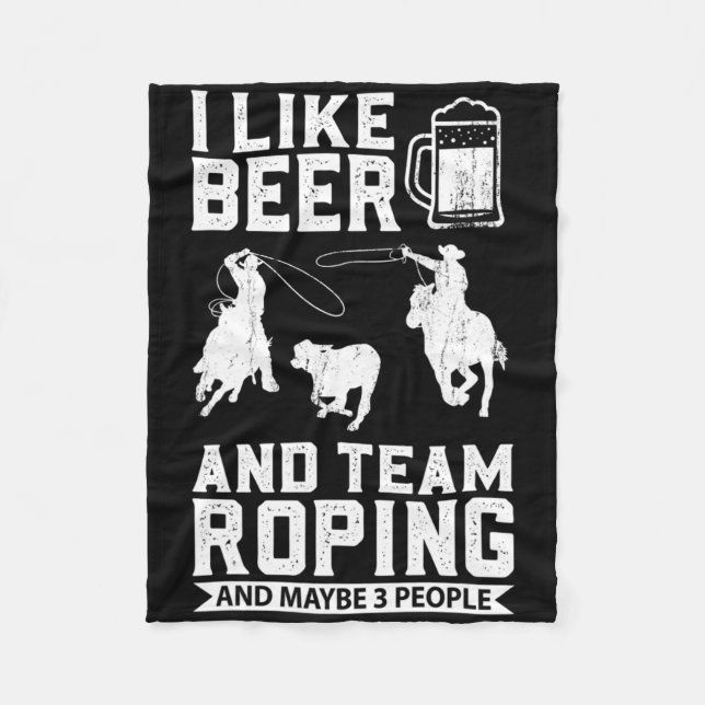 Rodeo Cowboy Barrel Racing Team Roping Horseback R Fleece Blanket (Front)