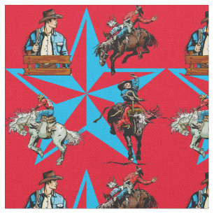 Rodeo Cowboy Bronc Riding Western Fabric