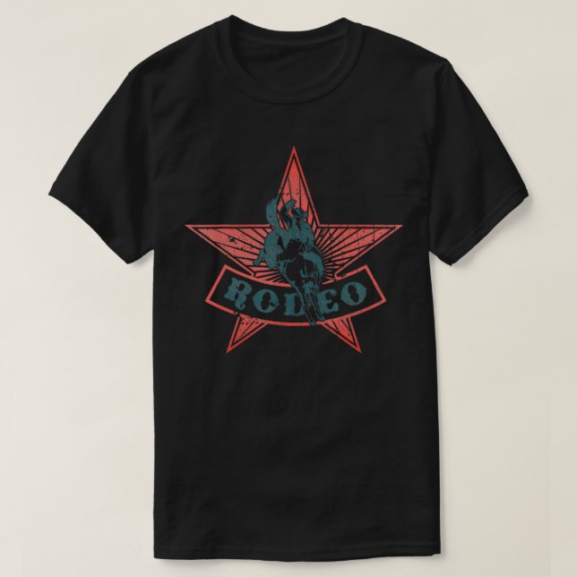 Rodeo Cowboy Bronco Horse Retro Style  T-Shirt (Design Front)