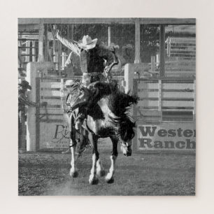 Rodeo Cowboy Bucking Horse 8 Seconds To Score Jigsaw Puzzle