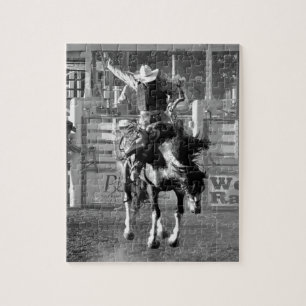 Rodeo Cowboy Bucking Horse 8 Seconds To Score Jigsaw Puzzle