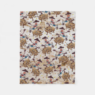 Rodeo Cowboy Bull Riding Cartoon All-Over-Print Fleece Blanket