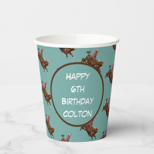 Rodeo cowboy  paper cups (Left)