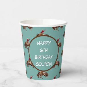 Rodeo cowboy paper cups