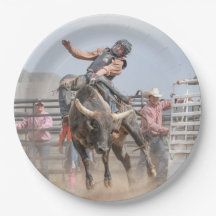 Rodeo cowboy print paper plate