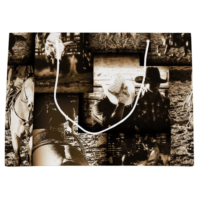 Rodeo Cowboy Rustic Country Western Theme Large Gift Bag (Front)